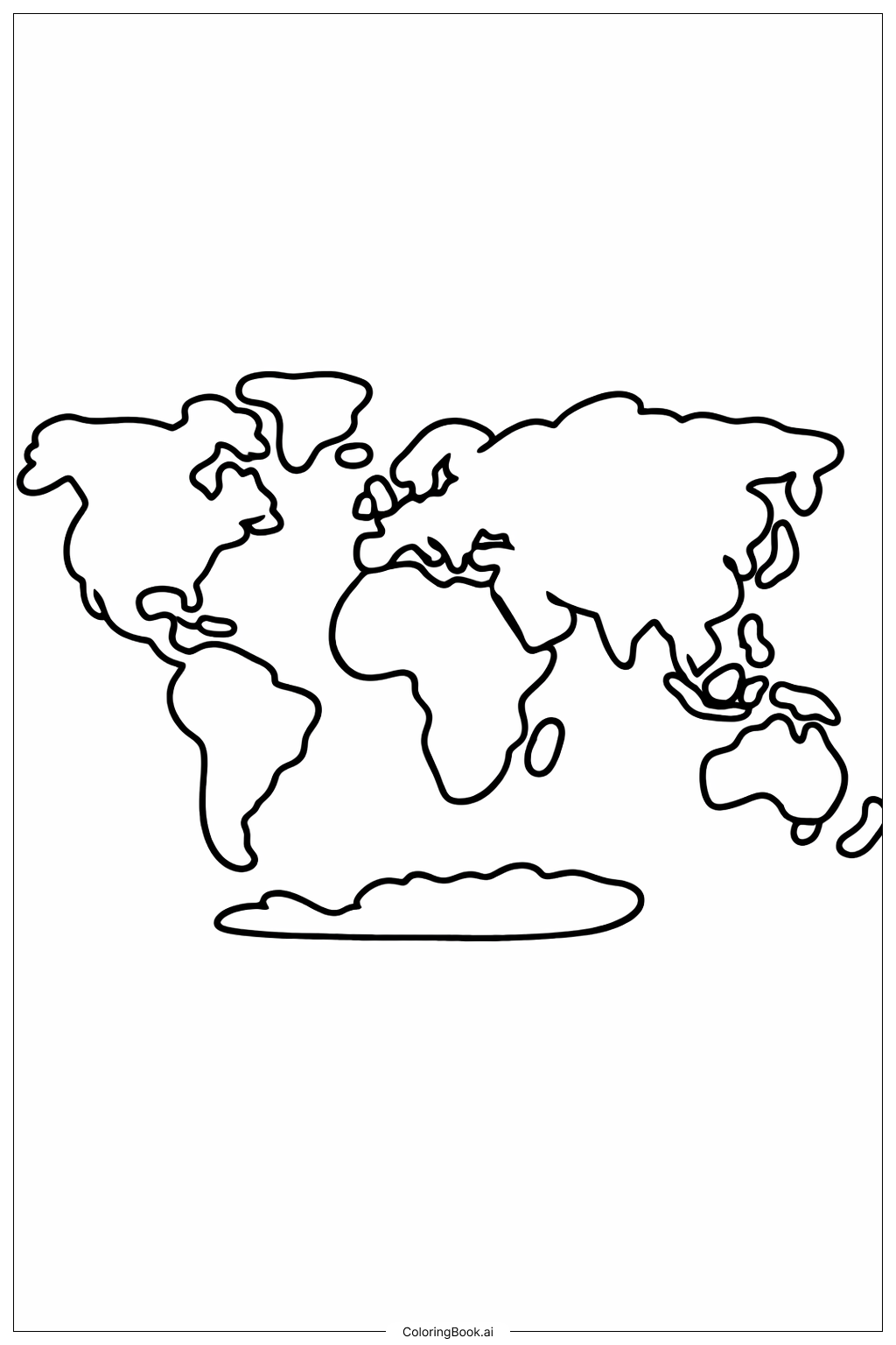 둥근 모서리 세계 지도 색칠공부 페이지