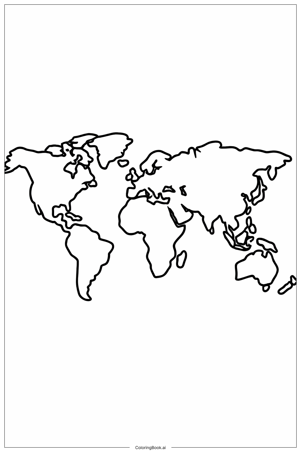 간단한 바다가 있는 세계 지도 색칠공부 페이지