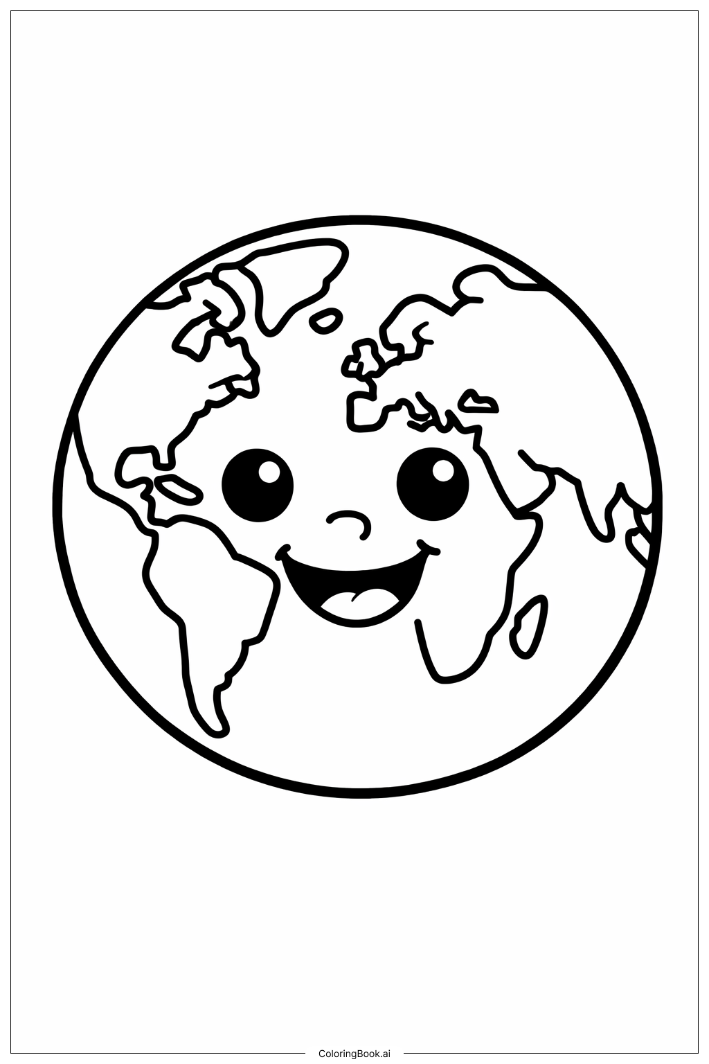 미소 짓는 지구본 세계지도 색칠공부 페이지