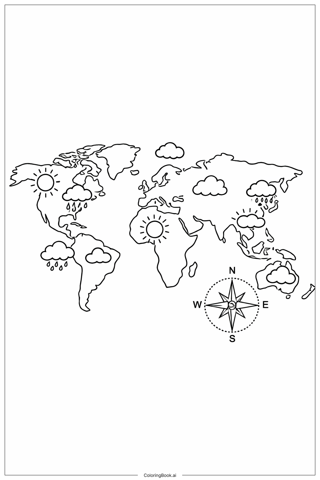 날씨 아이콘이 있는 세계 지도