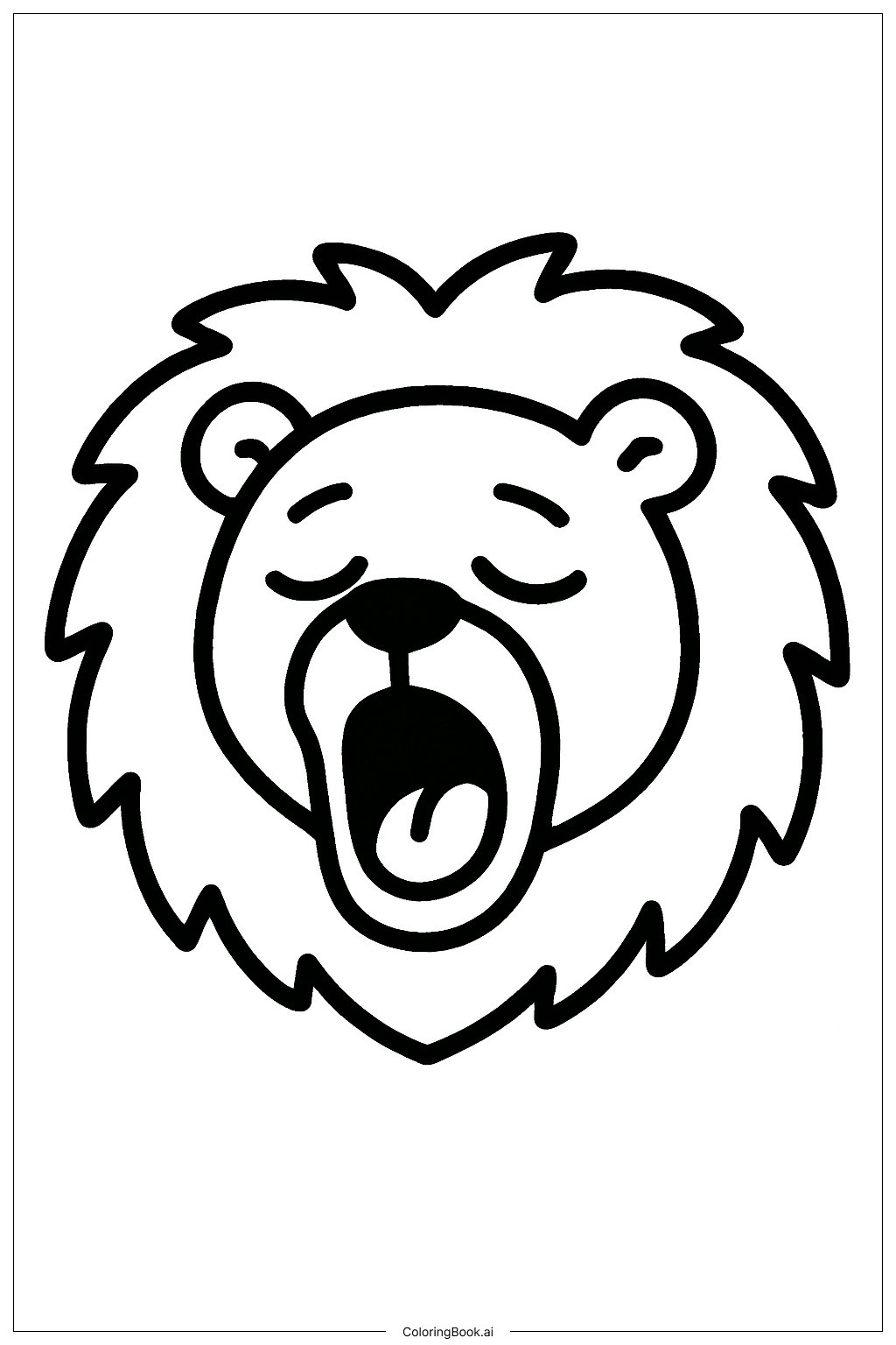  Yawning Lion Face Coloring Page 
