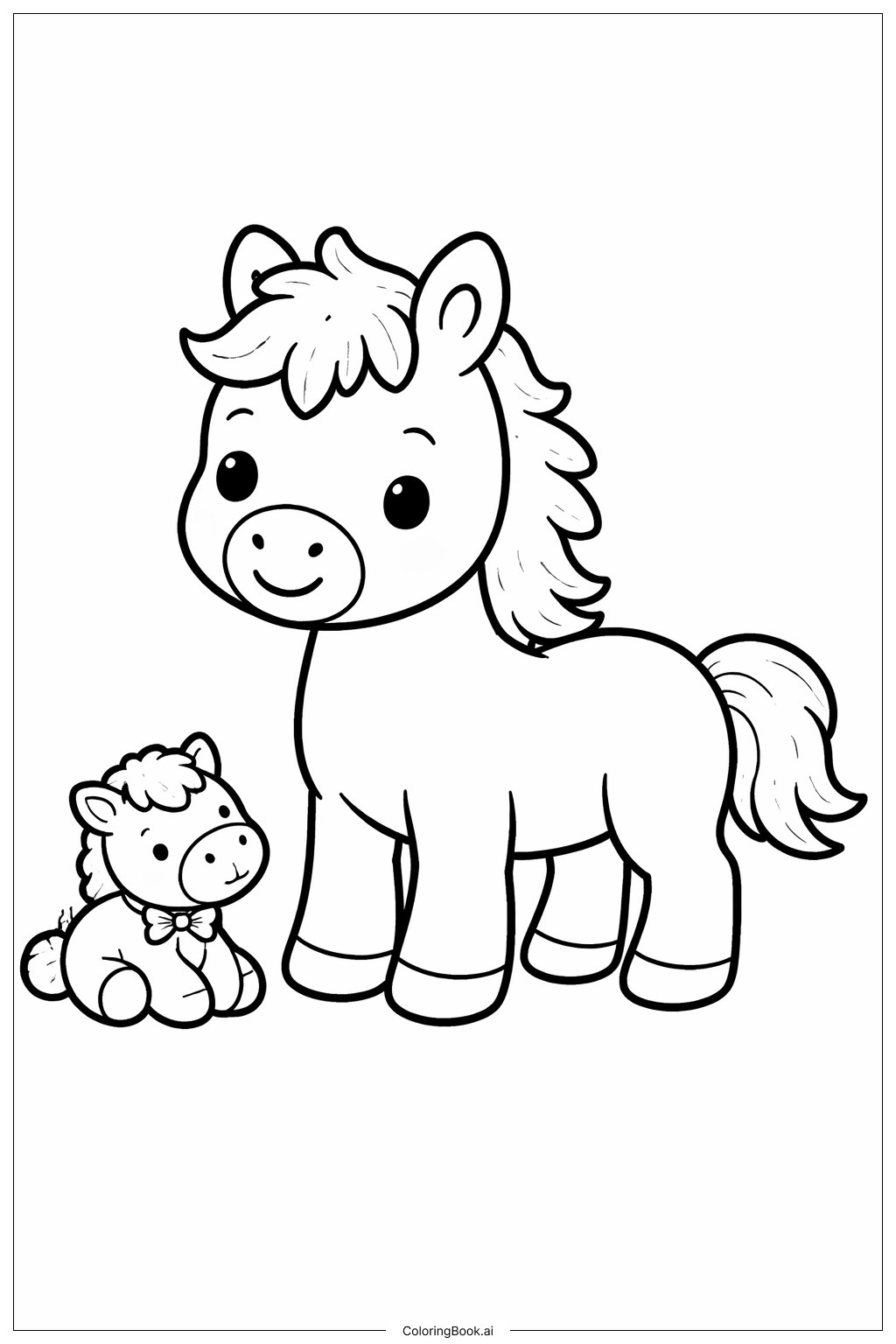  馬年的小馬寶寶與玩具著色頁 