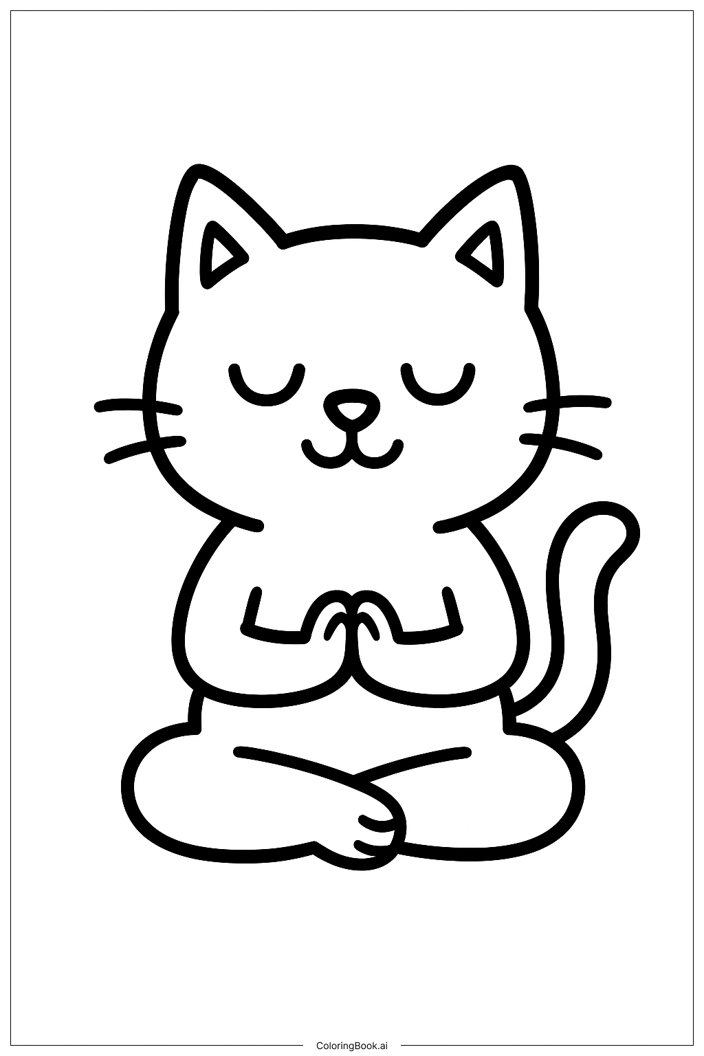 ヨガ猫のメンタルヘルスの塗り絵ページ