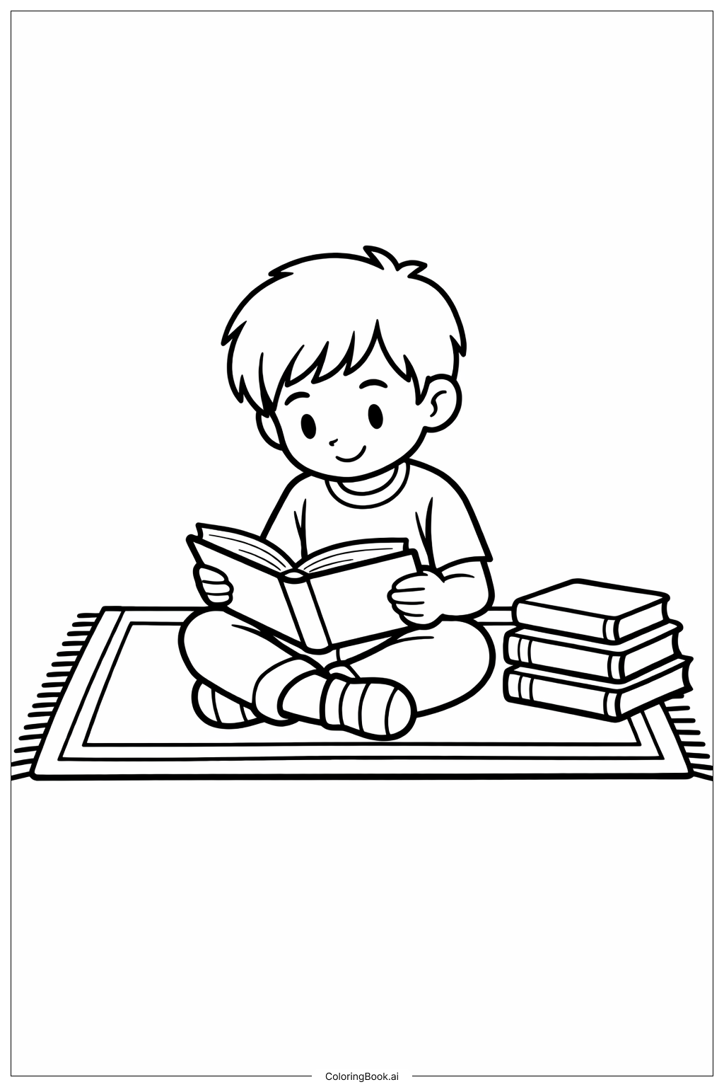  Page de coloriage Jeune garçon lisant le Mois de l'Histoire des Noirs 