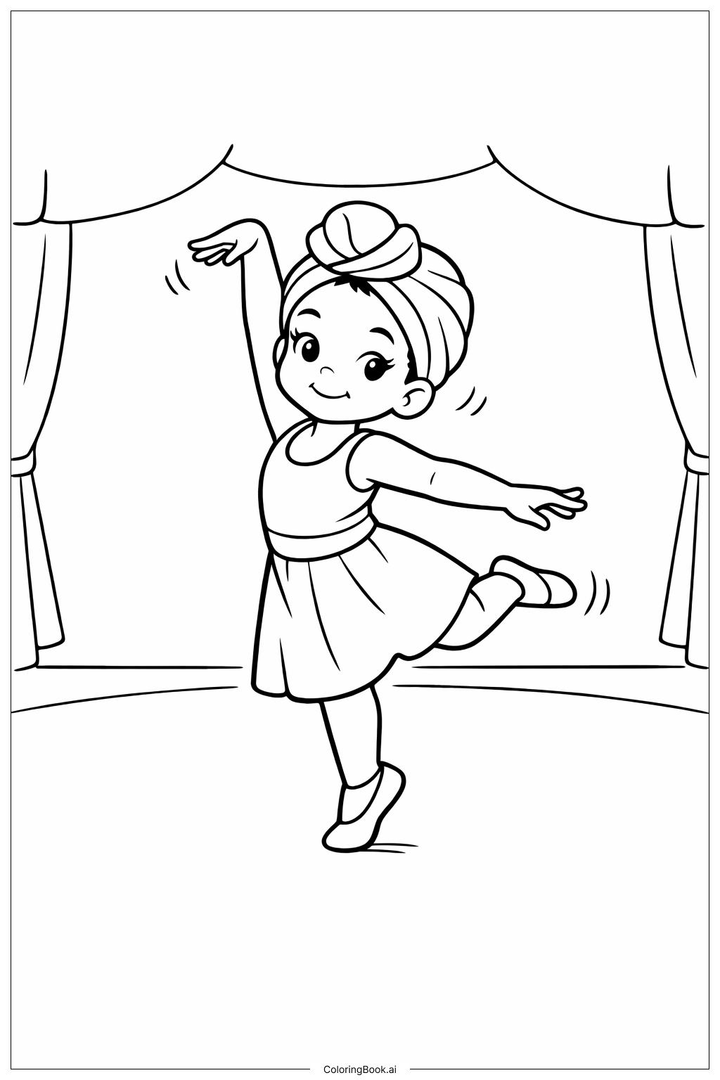  Page de coloriage Jeune danseuse avec un foulard Mois de l'histoire des Noirs 