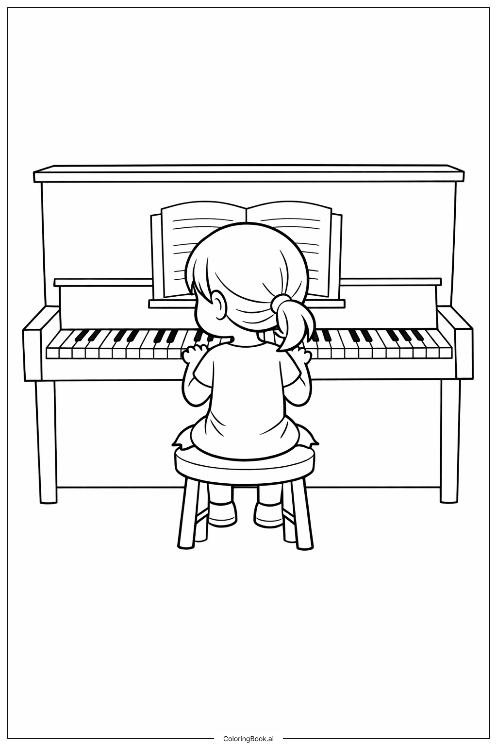  Page de coloriage Jeune fille jouant du piano Mois de l'histoire des Noirs 