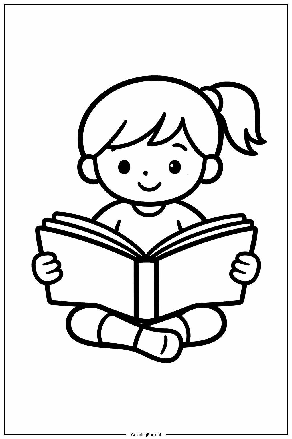  Page de coloriage Jeune fille lisant un livre Mois de l'histoire des Noirs 