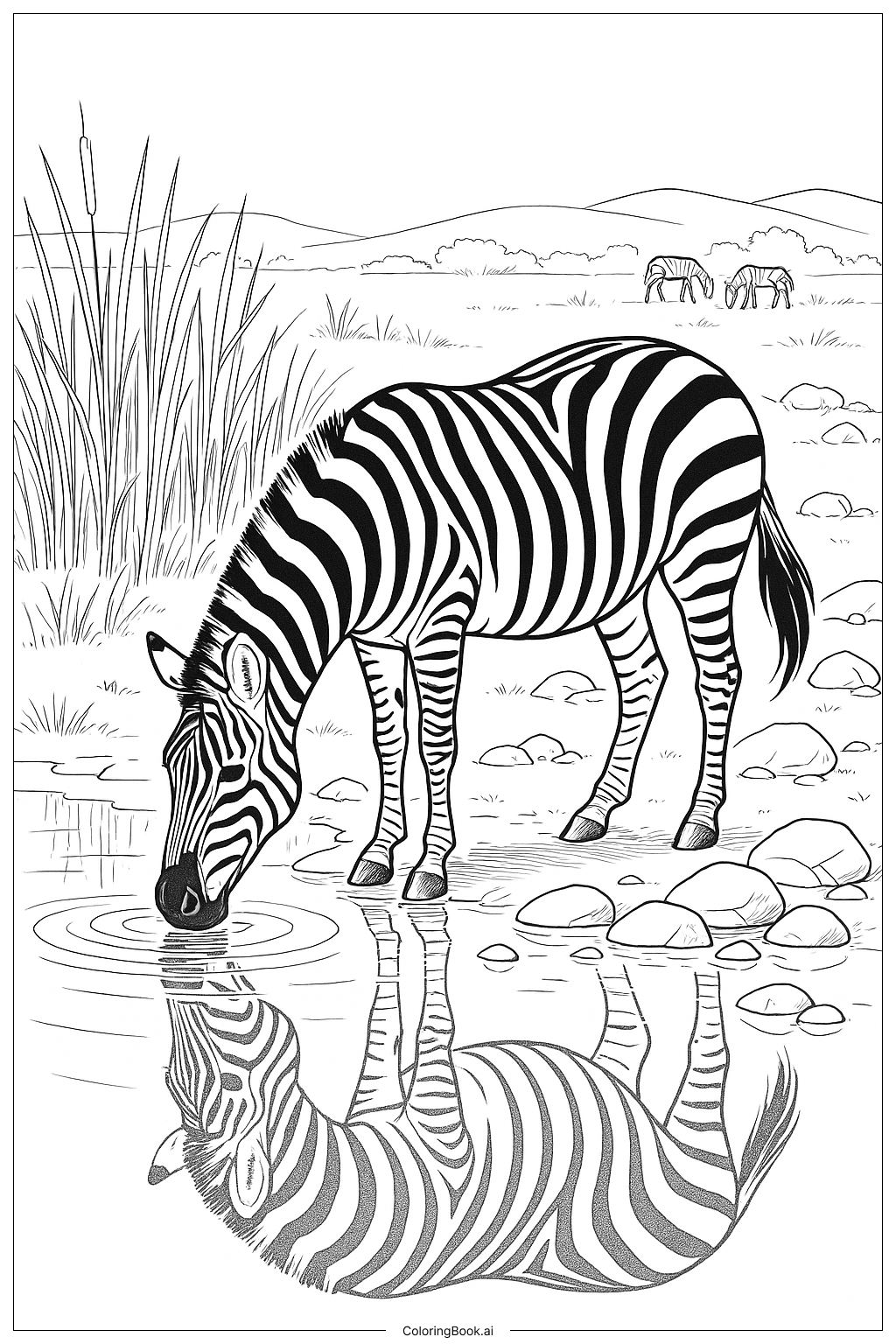  シマウマの塗り絵ページ 