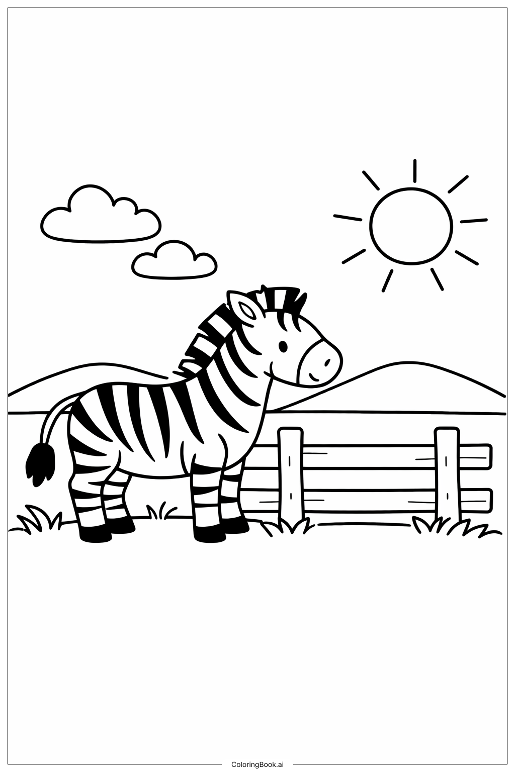  울타리 옆 얼룩말, 나를 동물원에 넣어주세요 색칠공부 페이지 