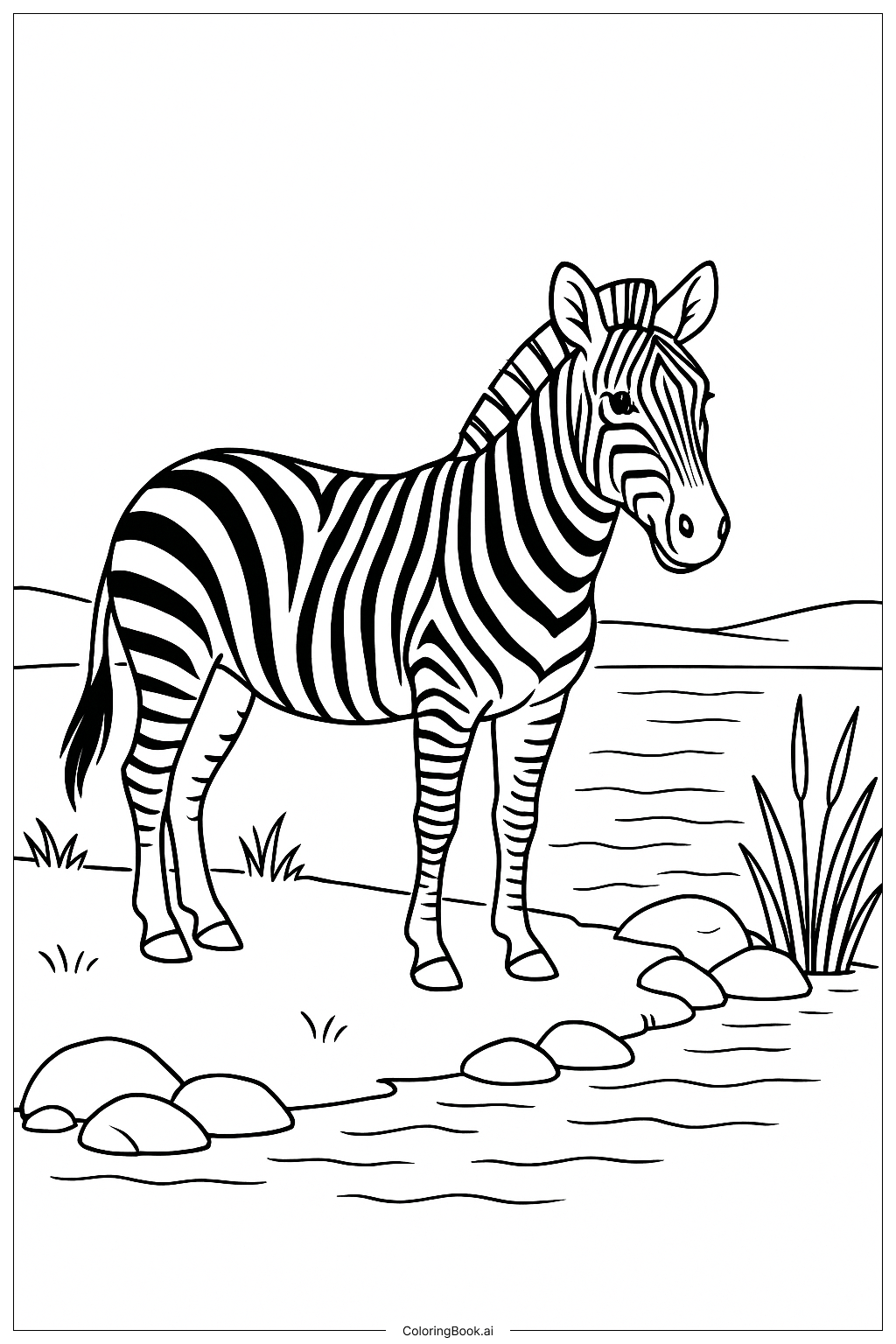  강가의 얼룩말 색칠공부 페이지 