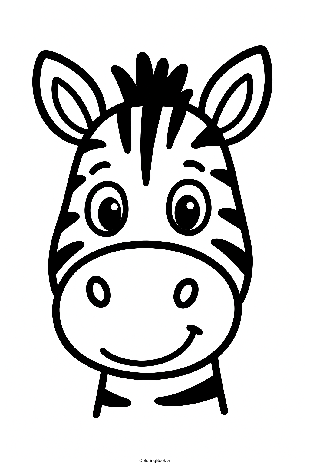  큰 눈을 가진 얼룩말 머리 색칠공부 페이지 