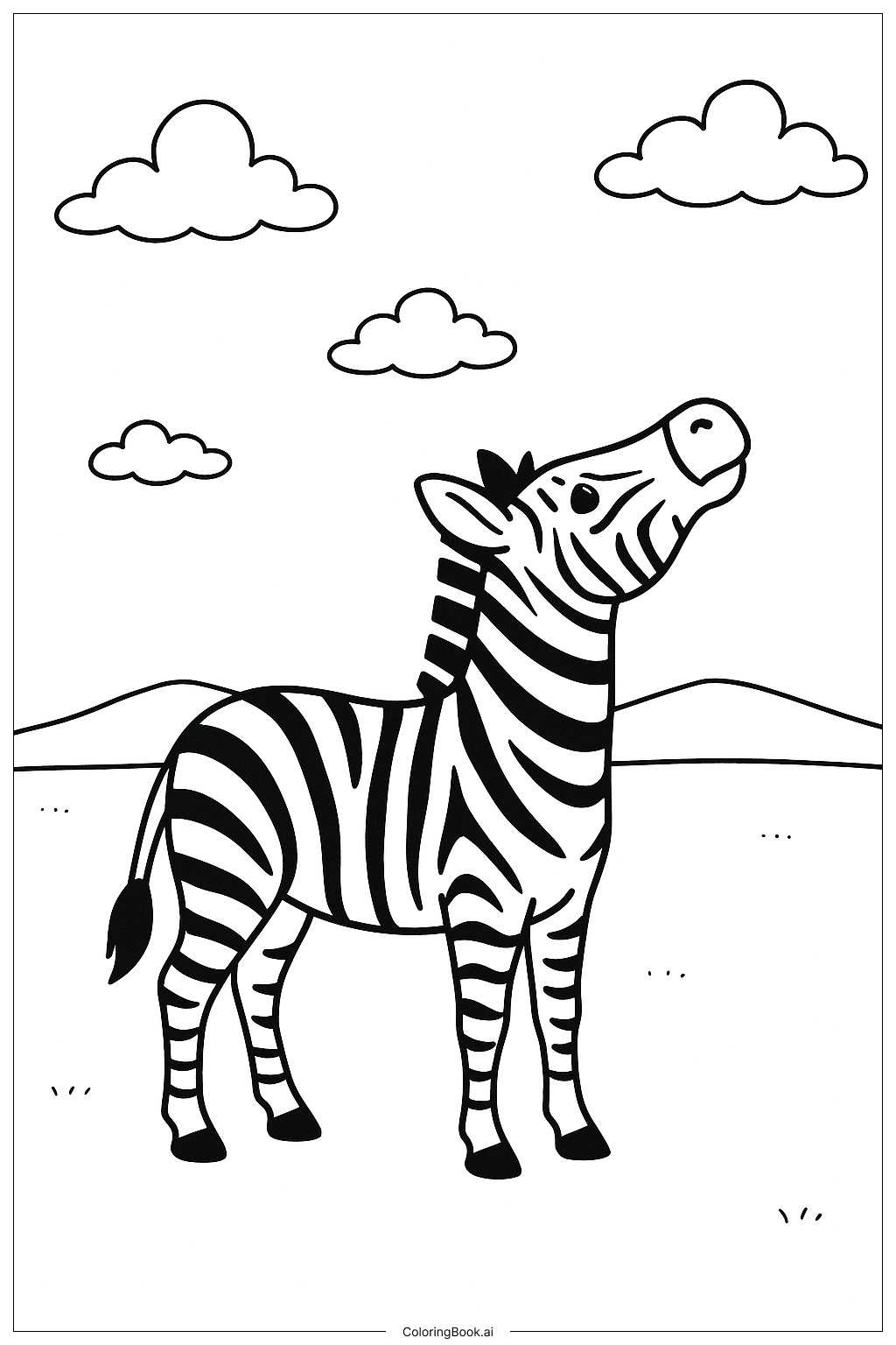  위를 바라보는 얼룩말 색칠공부 페이지 