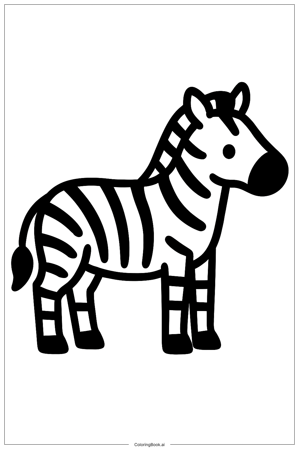  옆모습의 얼룩말 색칠공부 페이지 