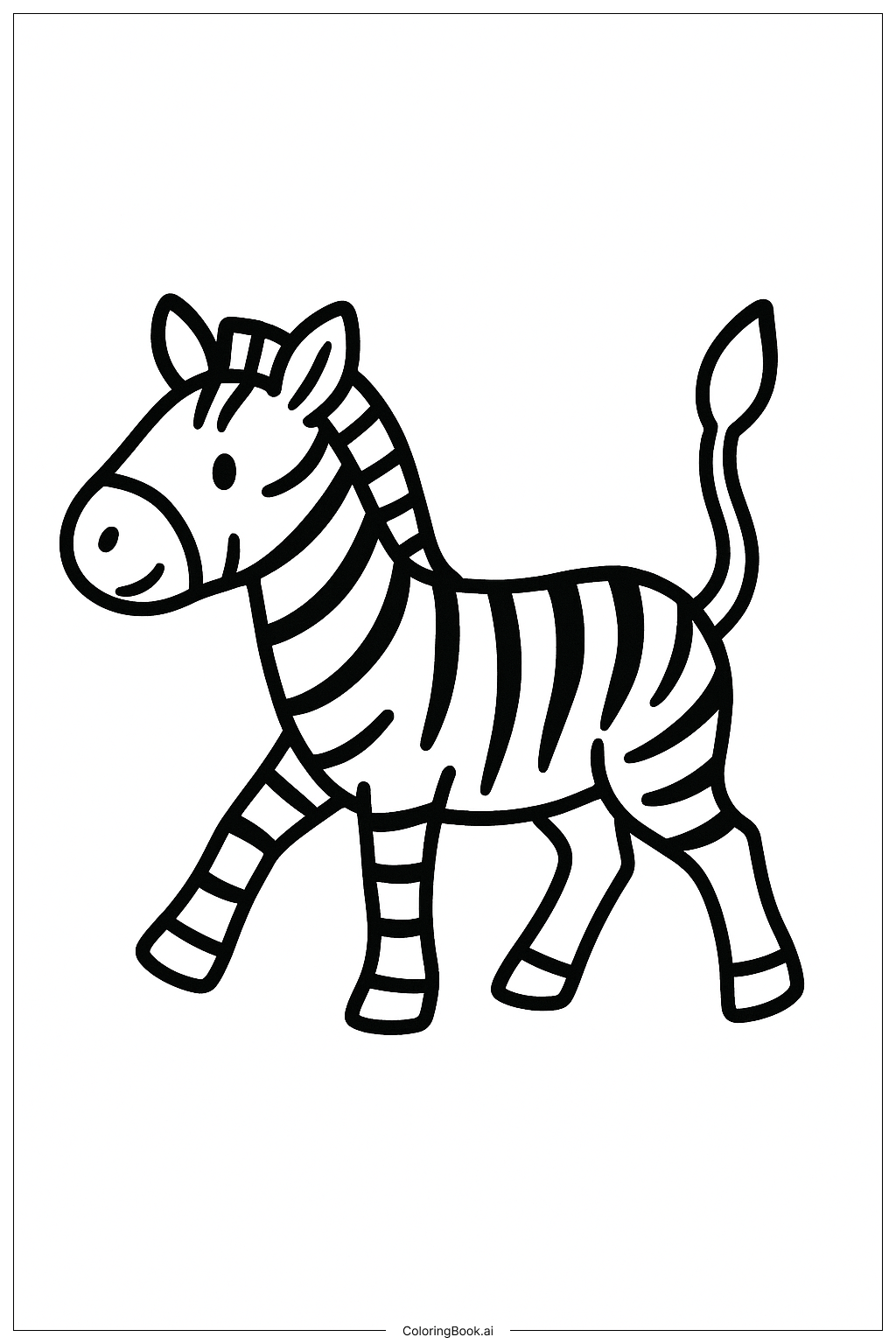  꼬리를 올리고 걷는 얼룩말 색칠공부 페이지 