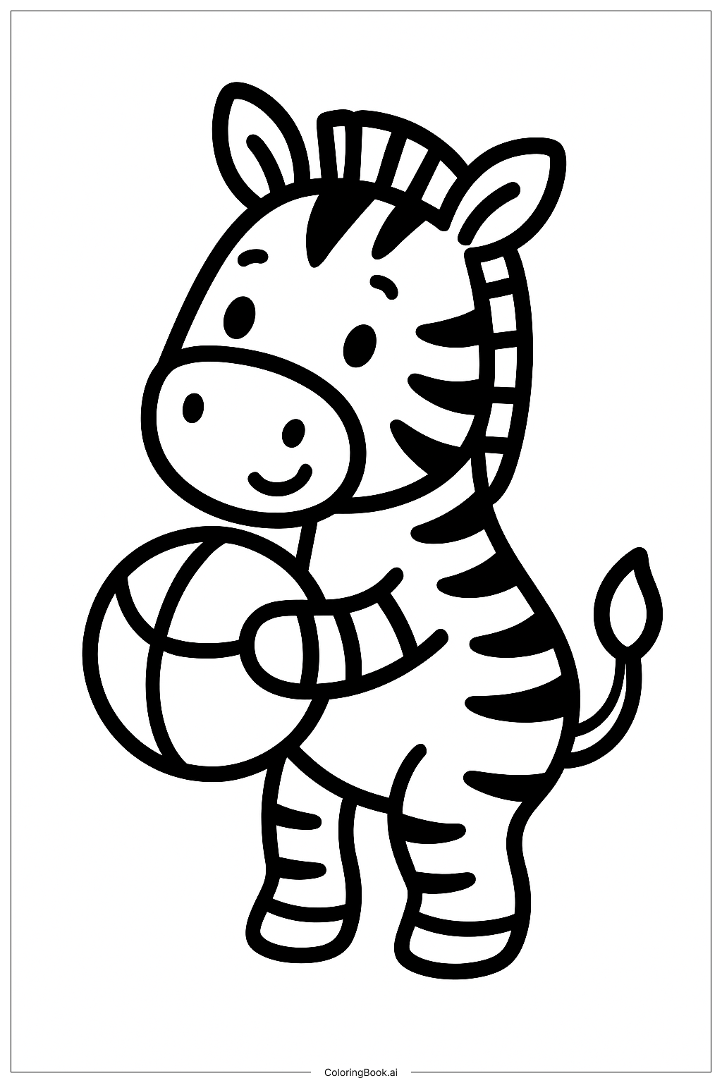  공과 함께 있는 얼룩말 색칠공부 페이지 