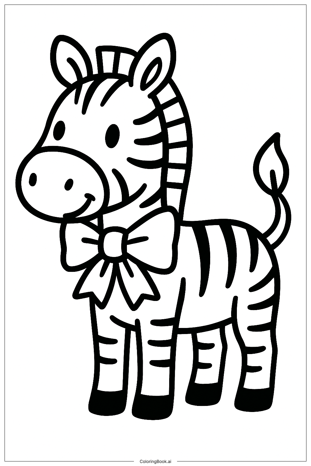  리본 달린 얼룩말 색칠공부 페이지 