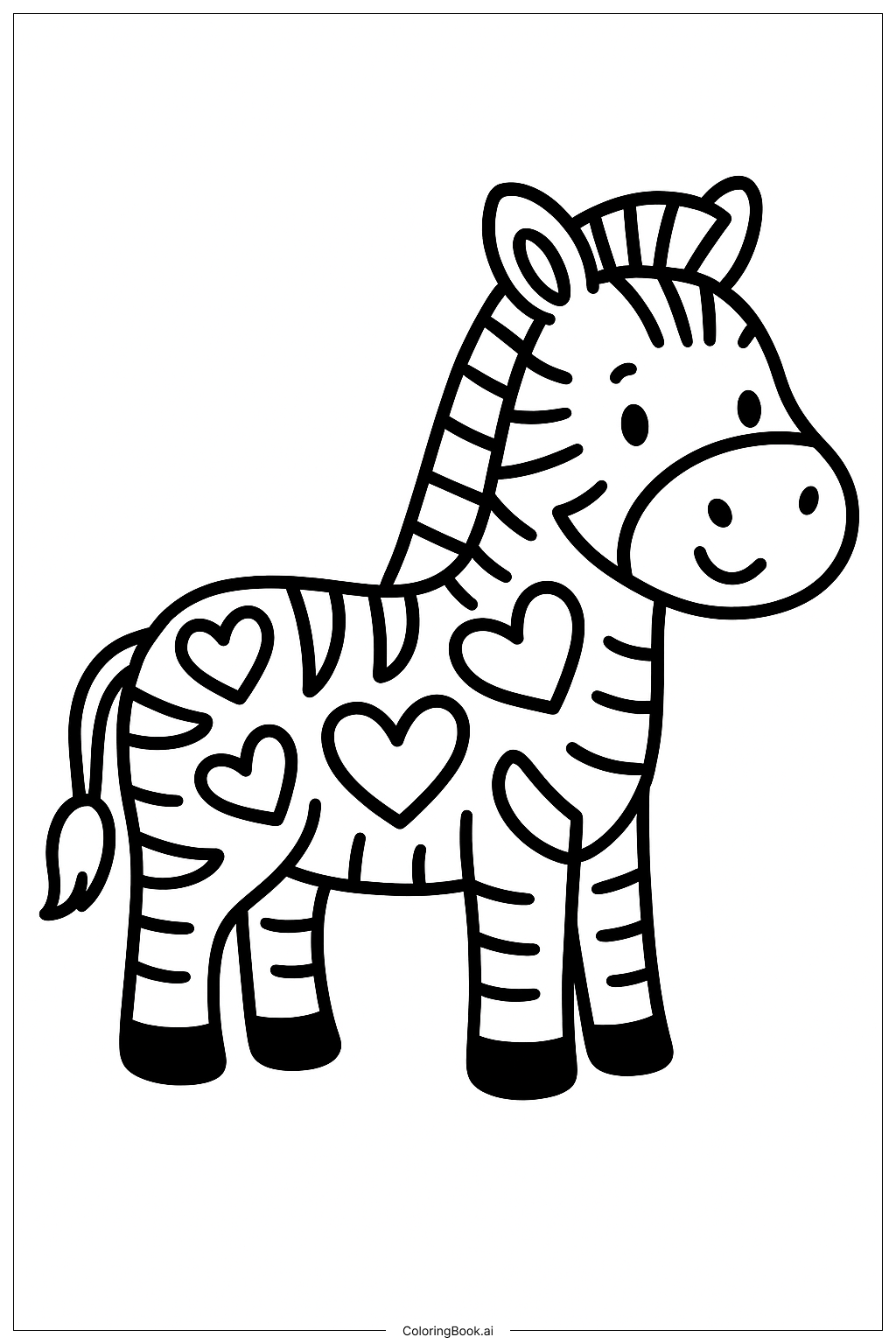  하트 무늬 얼룩말 색칠공부 페이지 