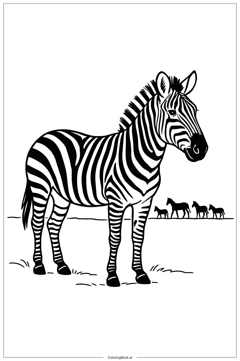  무리와 얼룩말 실루엣 색칠공부 페이지 