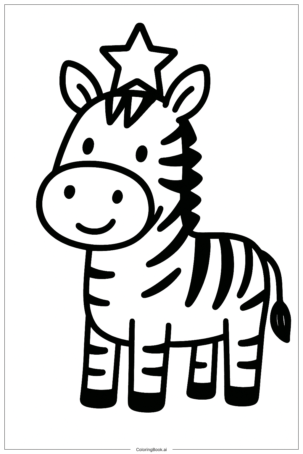  별 왕관을 쓴 얼룩말 색칠공부 페이지 