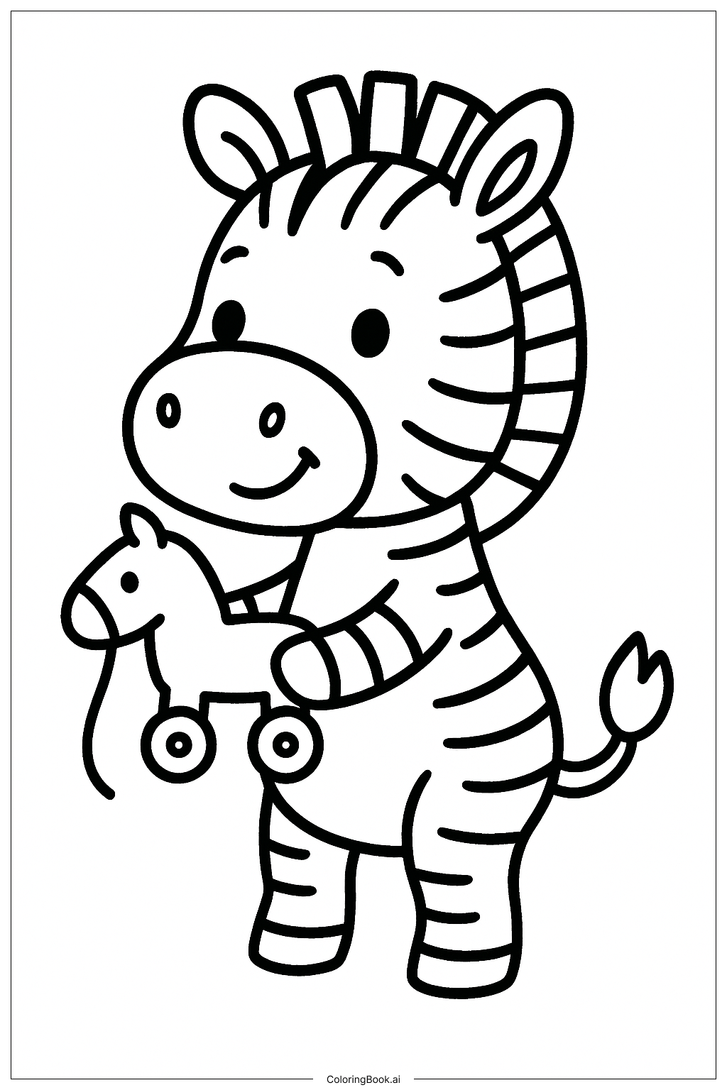  장난감 있는 얼룩말 색칠공부 페이지 