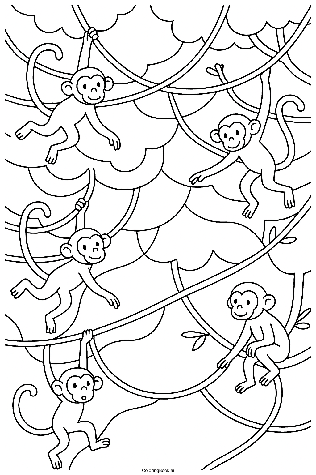 Monos del Zoológico Columpiándose en Lianas