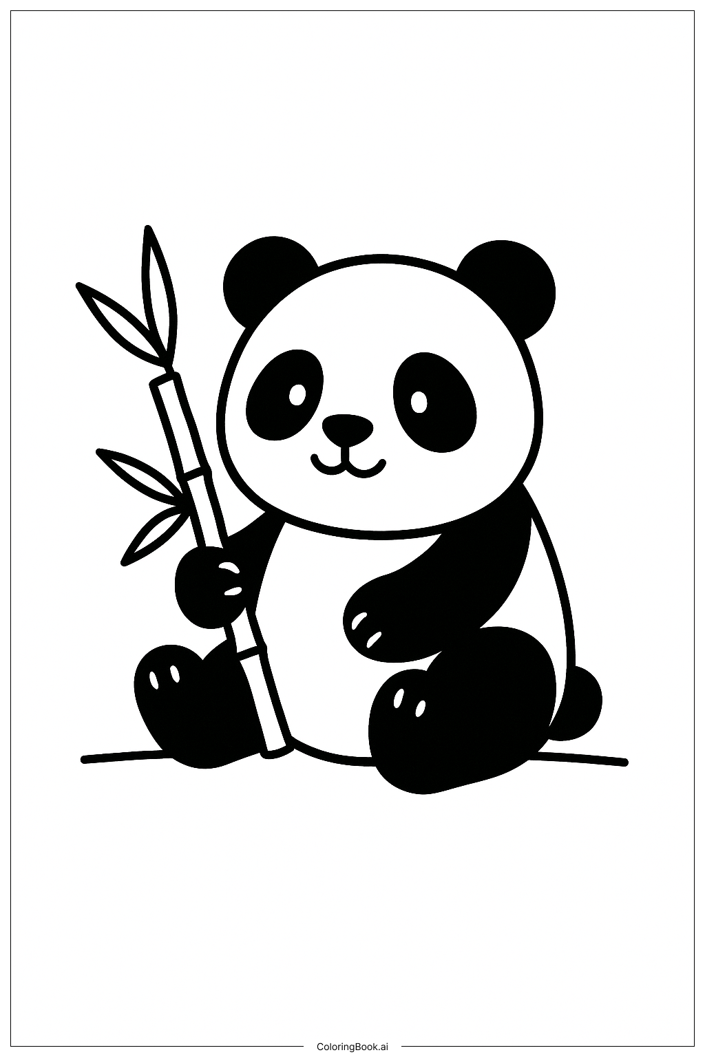  Página para colorear de Panda Animal del Zoológico con Bambú 