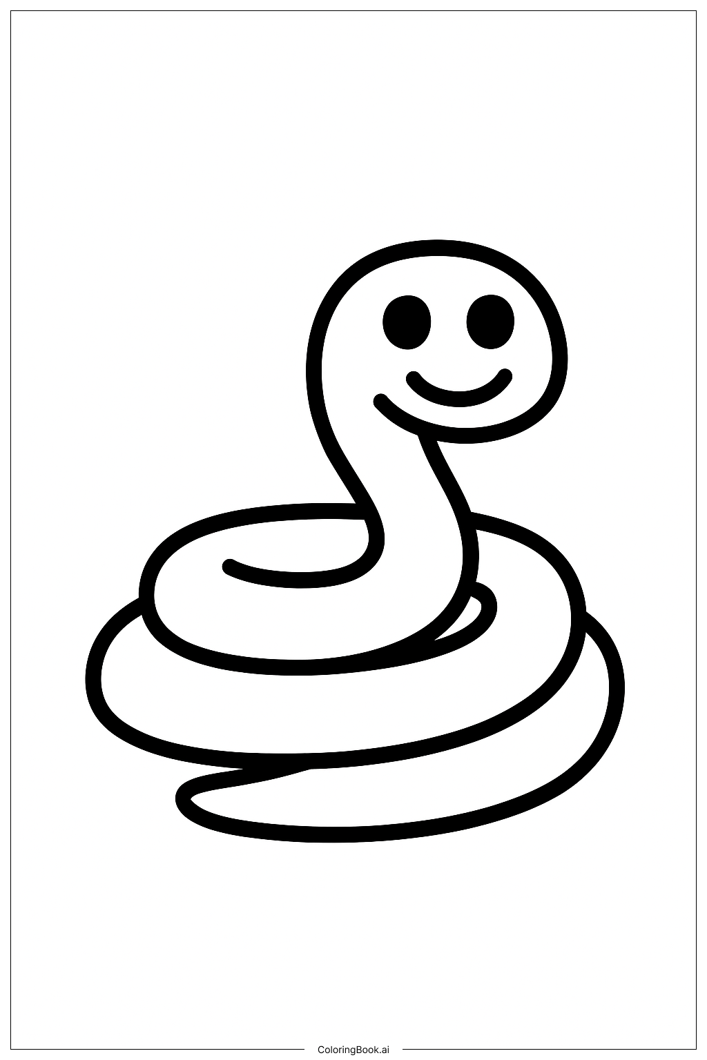  Página para colorear de Serpiente enrollada de animal del zoológico 