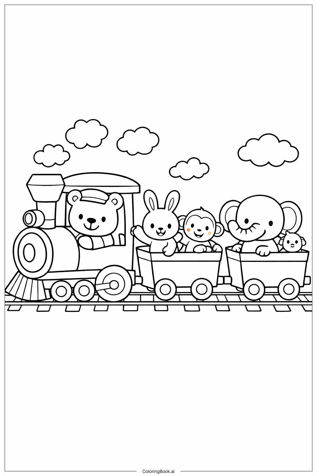  동물원 동물 기차 타기 색칠공부 페이지 