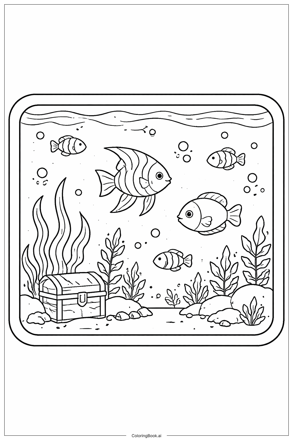  動物園の水族館の窓の塗り絵ページ 