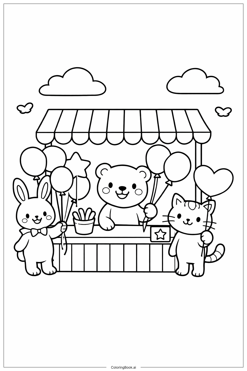  Trang tô màu Quầy bán bóng bay sở thú 