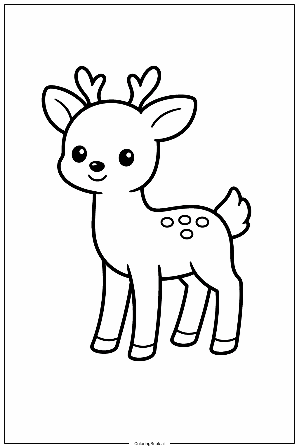  動物園のシカの立ち姿の塗り絵ページ 