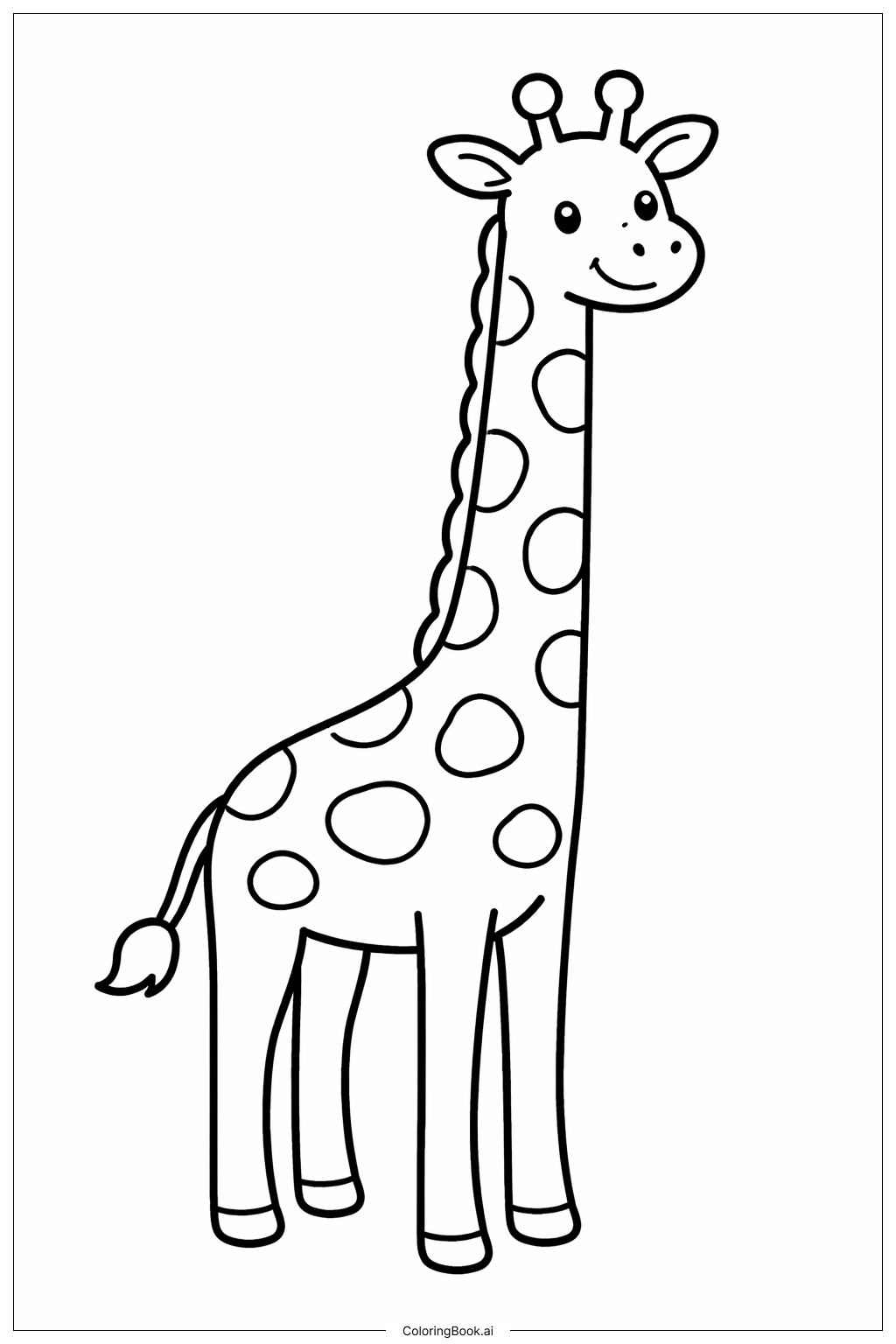  动物园长颈鹿脖子填色页 