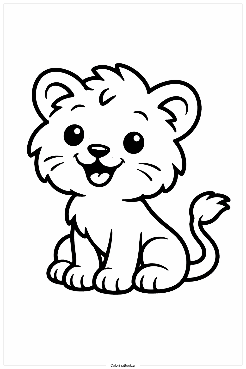  动物园小狮子填色页 