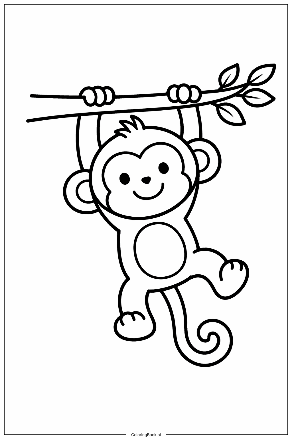  动物园猴子秋千填色页 