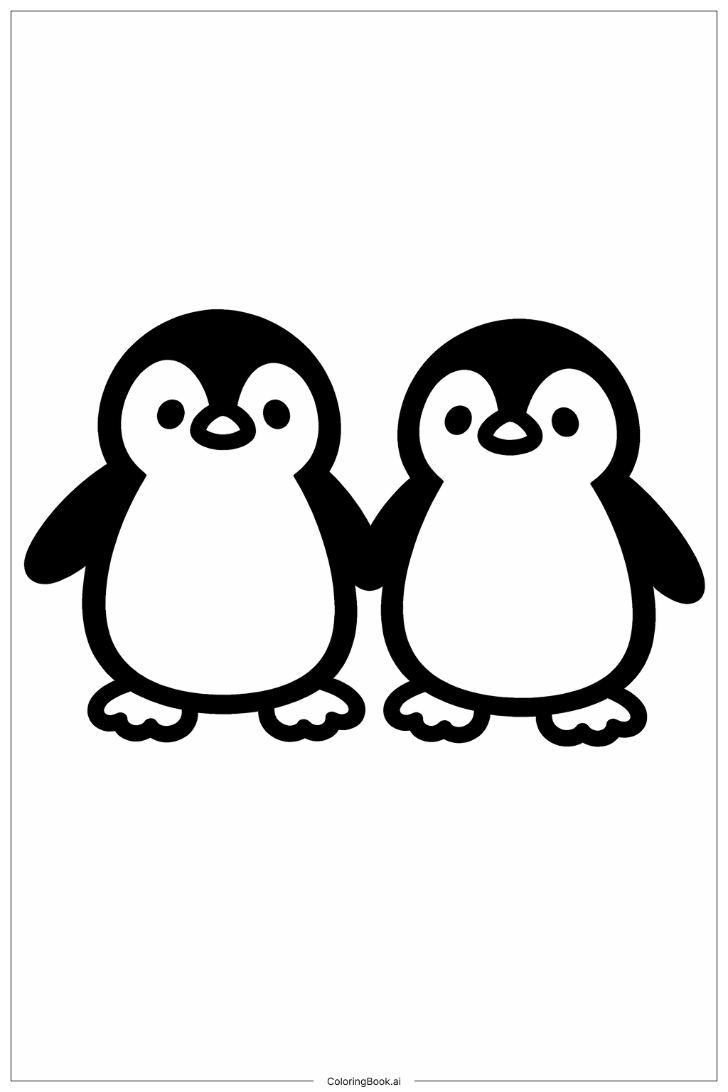  动物园企鹅双双填色页 