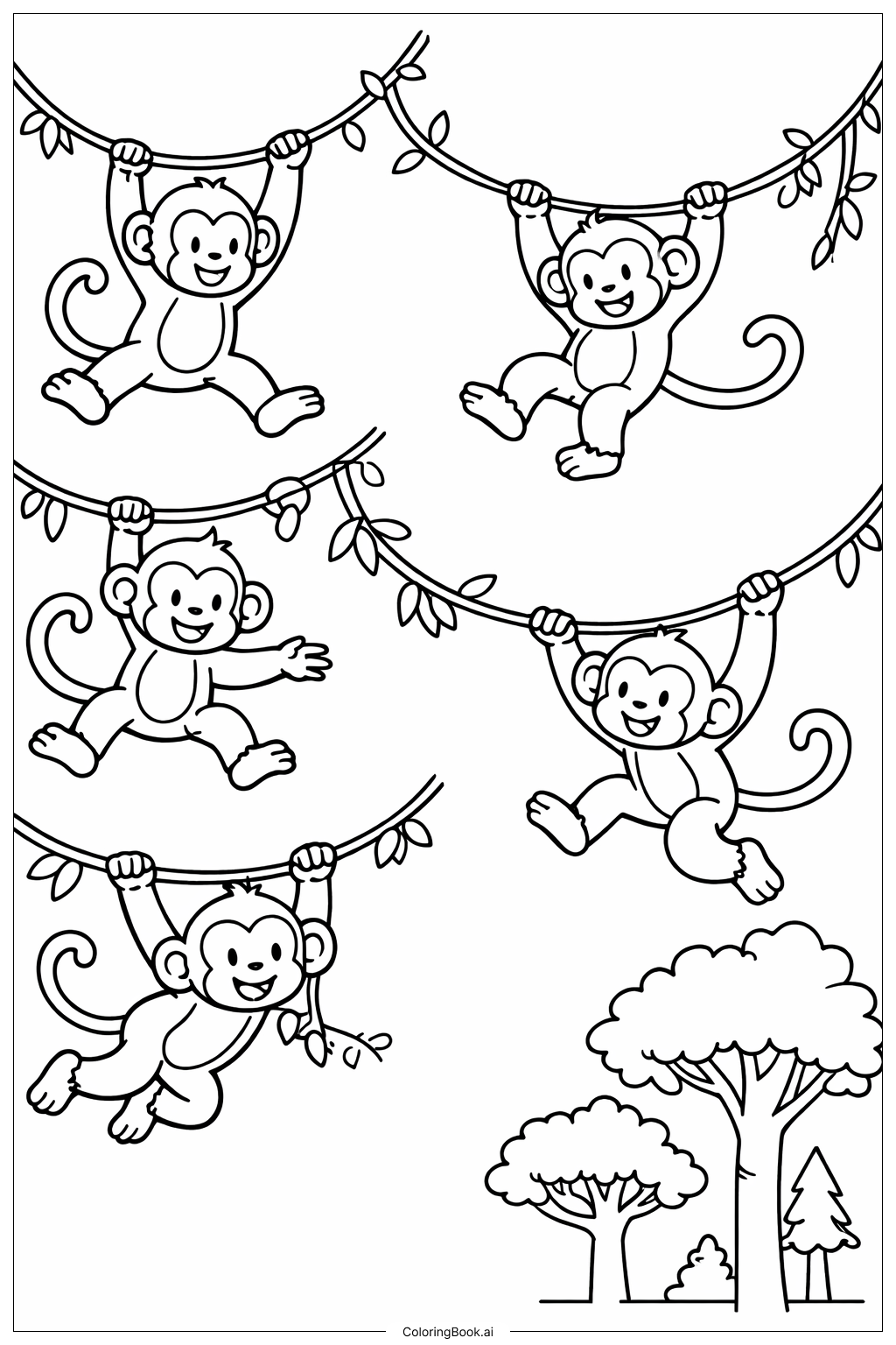  Trang tô màu Khỉ Đu Xích Đu Sở Thú 