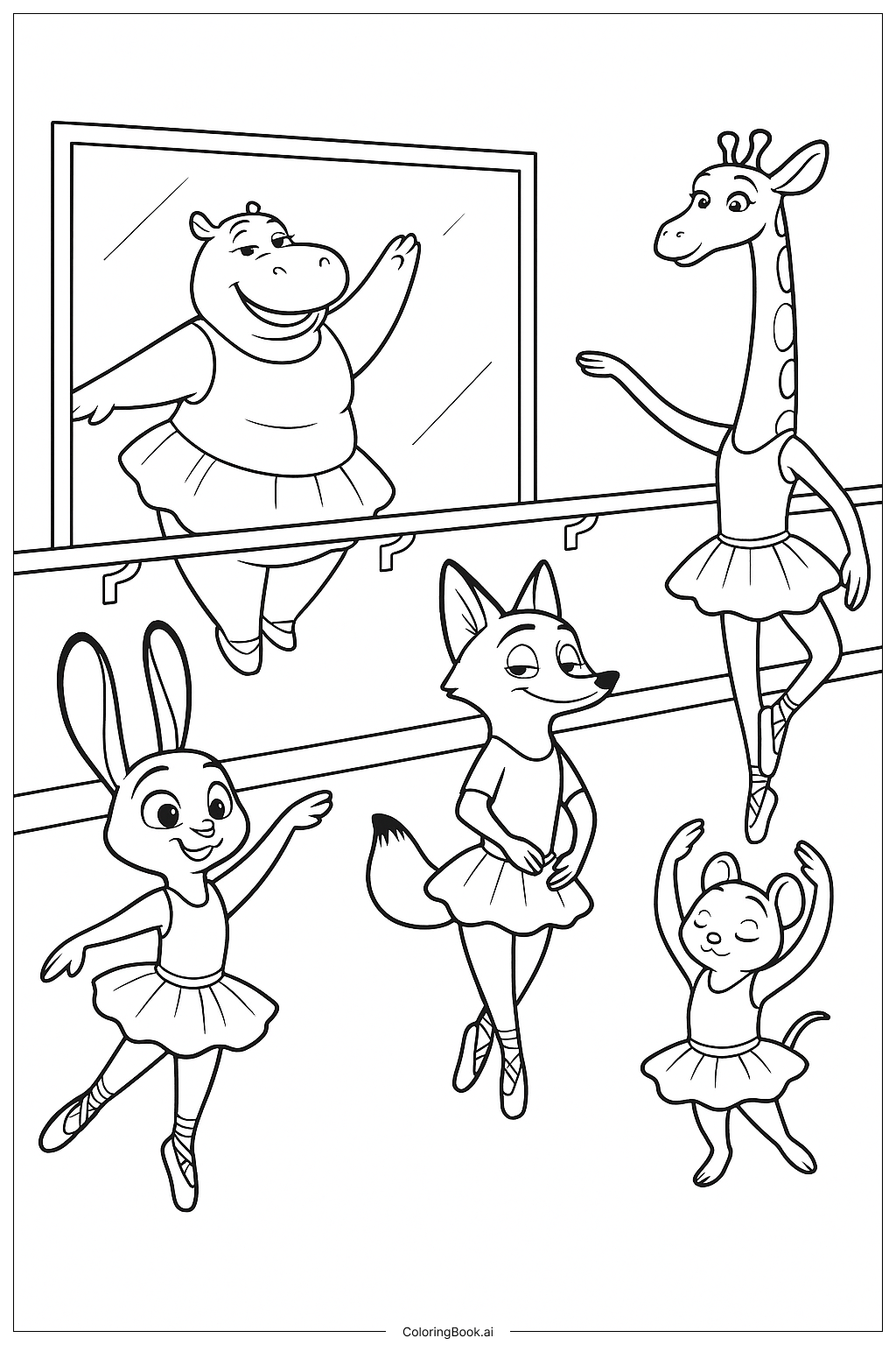  Página para colorear de Clase de baile de Zootopia 