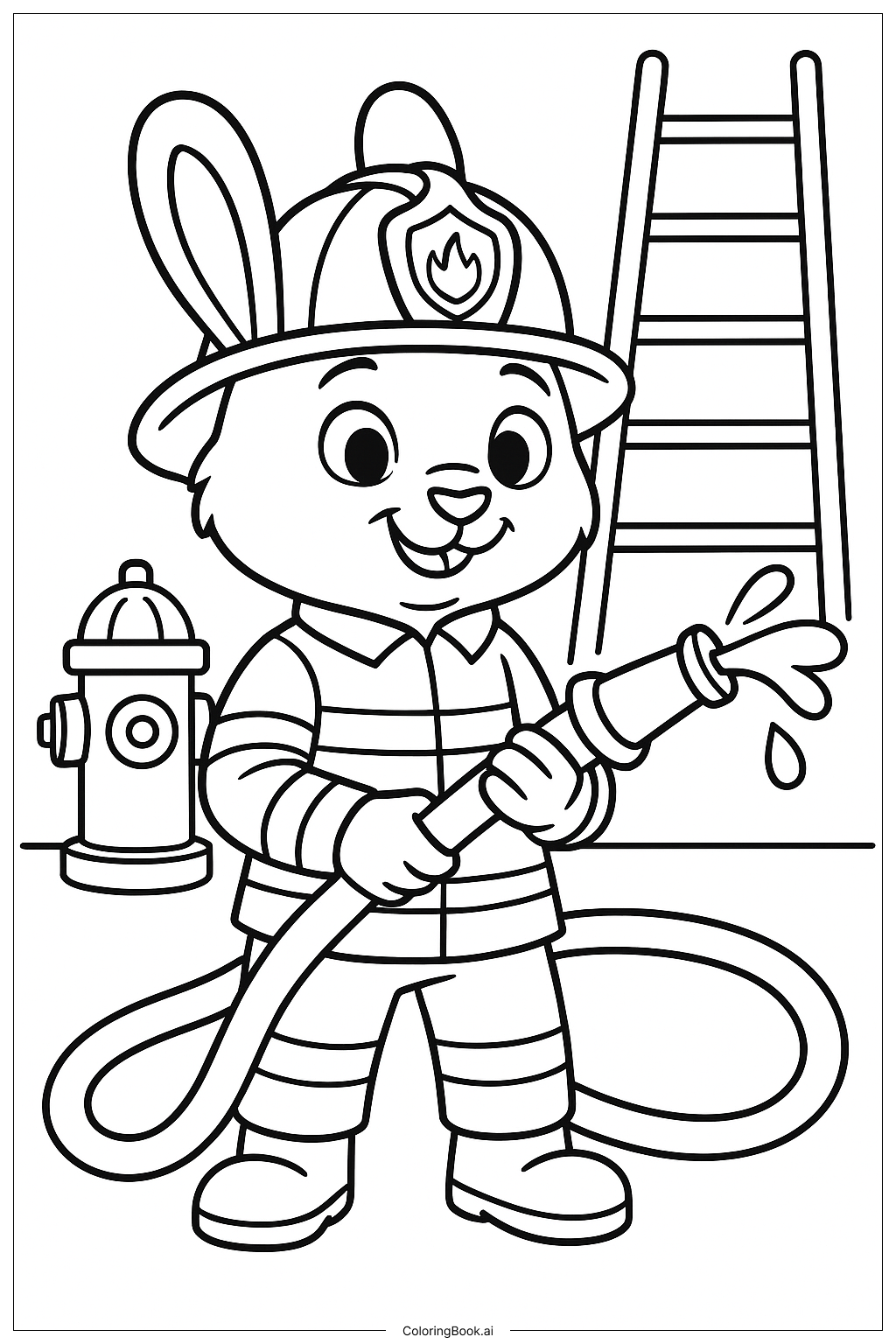  Página para colorear de Escena de Bombero en Zootopia 