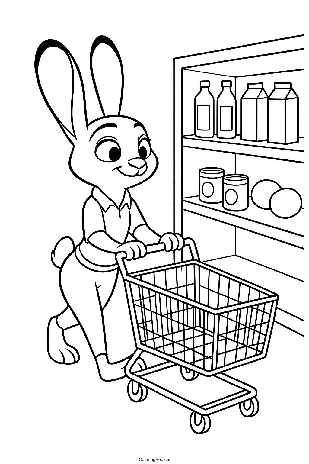  Página para colorear de Carrera de Compras en Zootopia 