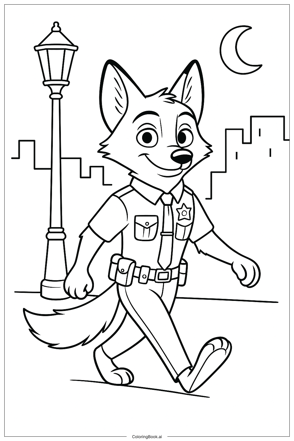  주토피아 야간 순찰 색칠공부 페이지 