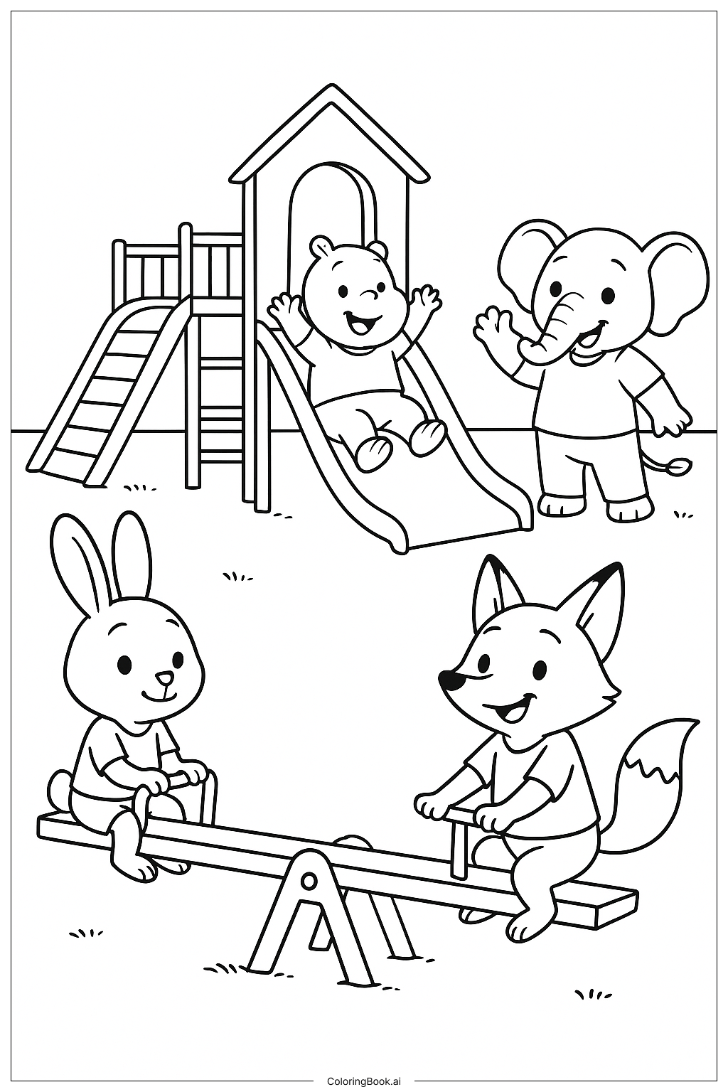  주토피아 놀이터 즐거움 색칠공부 페이지 