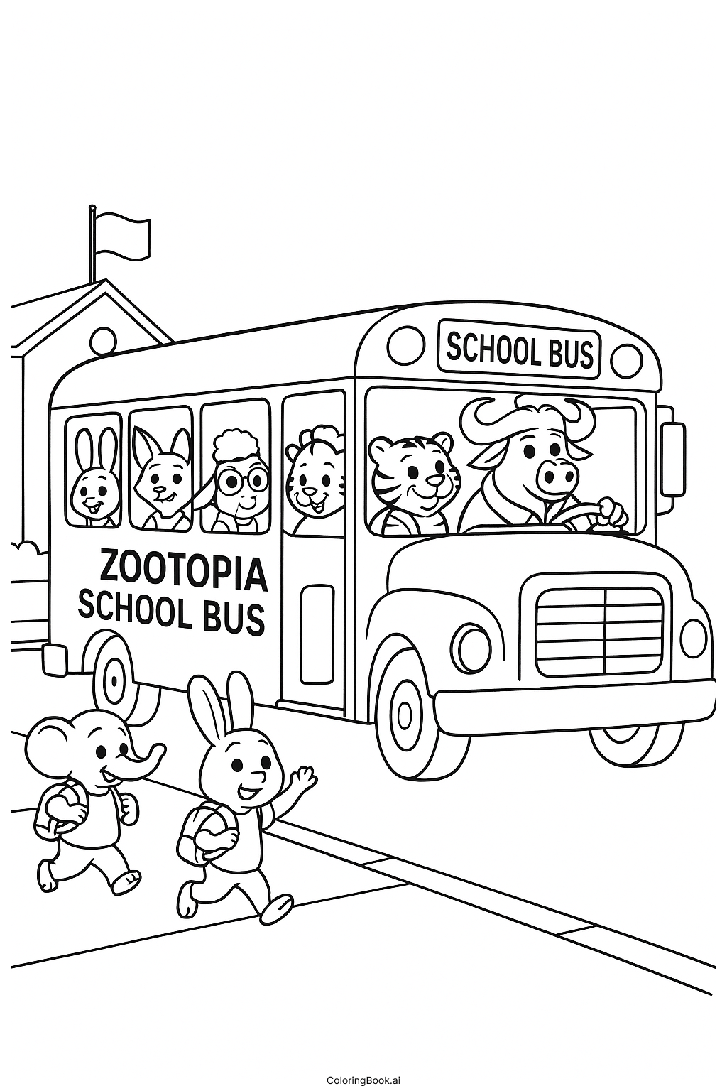  주토피아 스쿨버스 색칠공부 페이지 
