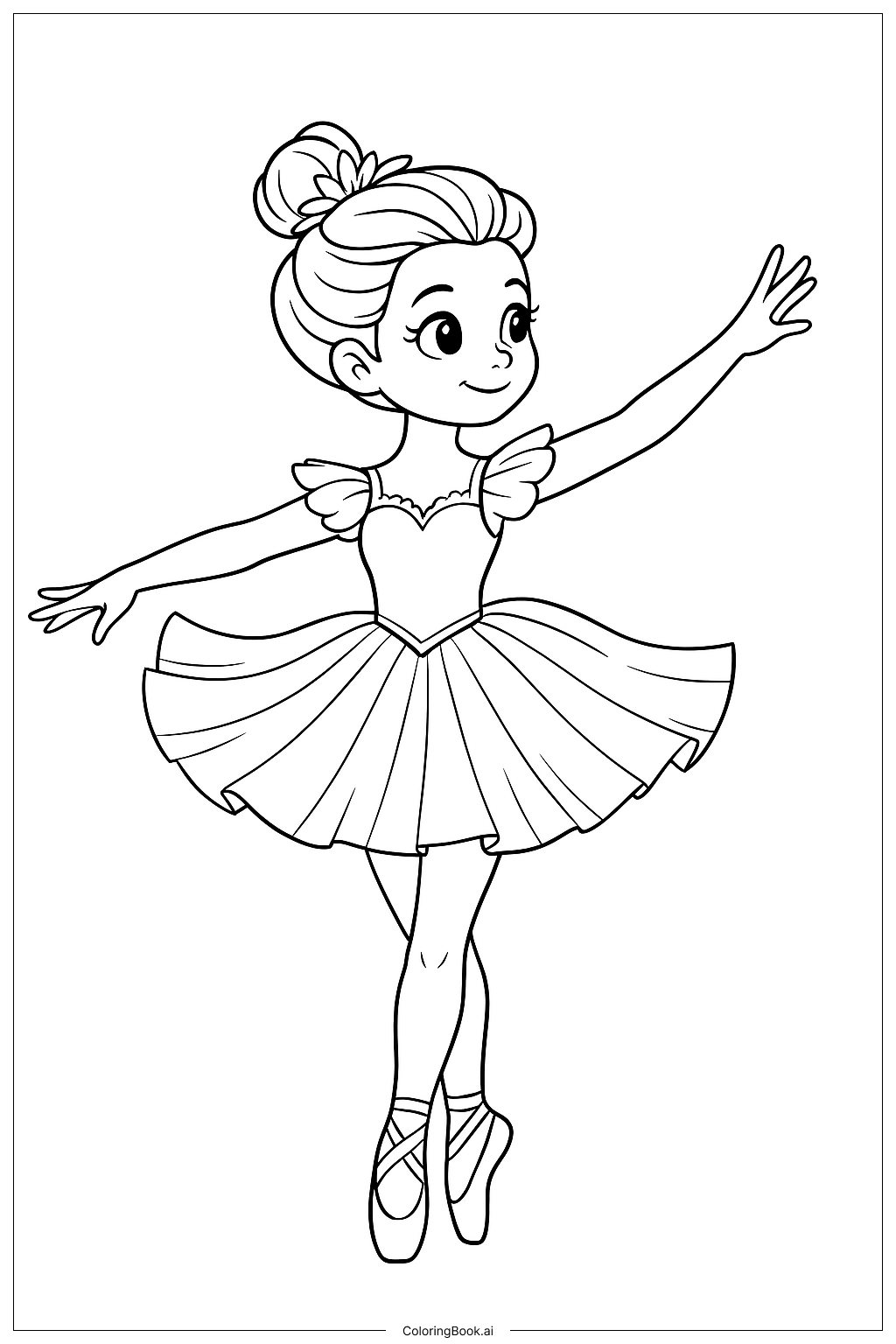Coloring Page: A Delightful Ballerina Ready to Dance and Inspire Creativity