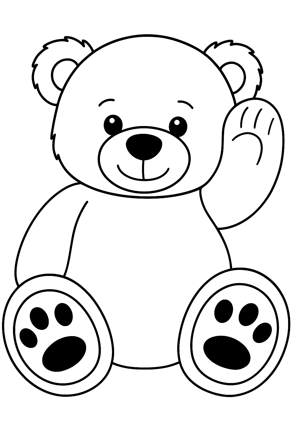 Page de coloriage : Bébé ours en peluche mignon faisant coucou – Idéal pour les pages de coloriage !