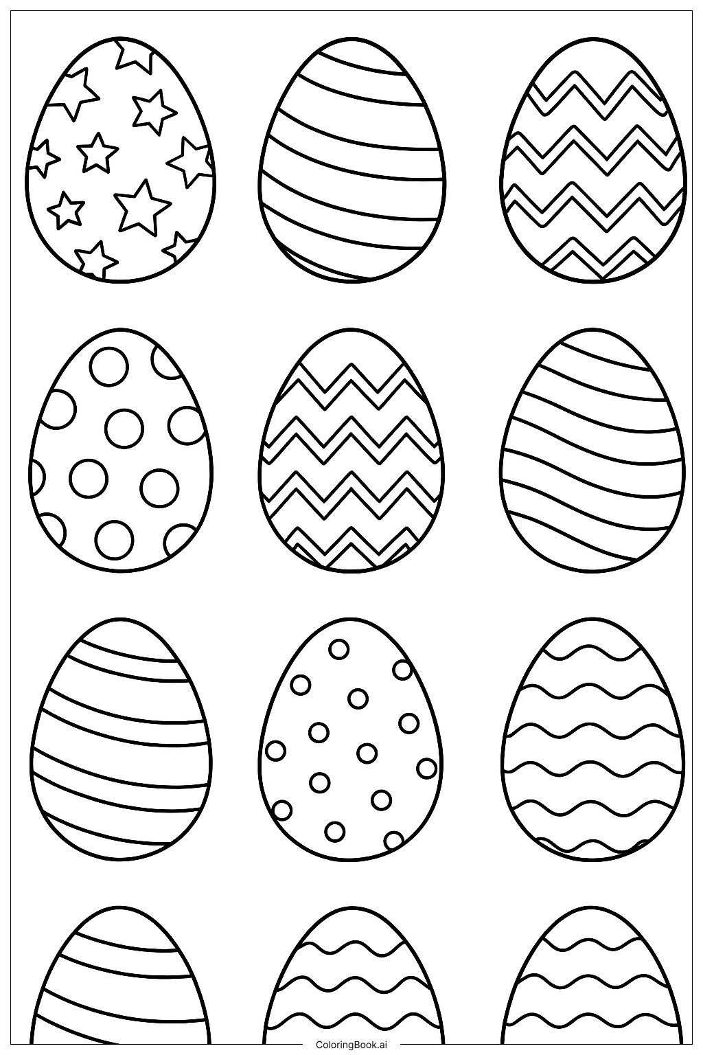 Página para colorir: Designs Coloridos de Ovos de Páscoa para Páginas de Colorir Divertidas da Primavera