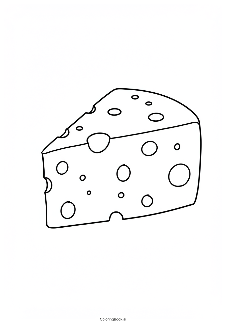 Page de coloriage : Une délicieuse tranche de fromage prête pour votre touche créative !