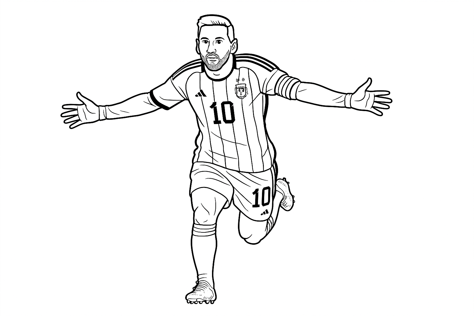 Coloring Page: Famous Football Celebration: A Dynamic Moment in Soccer Illustration