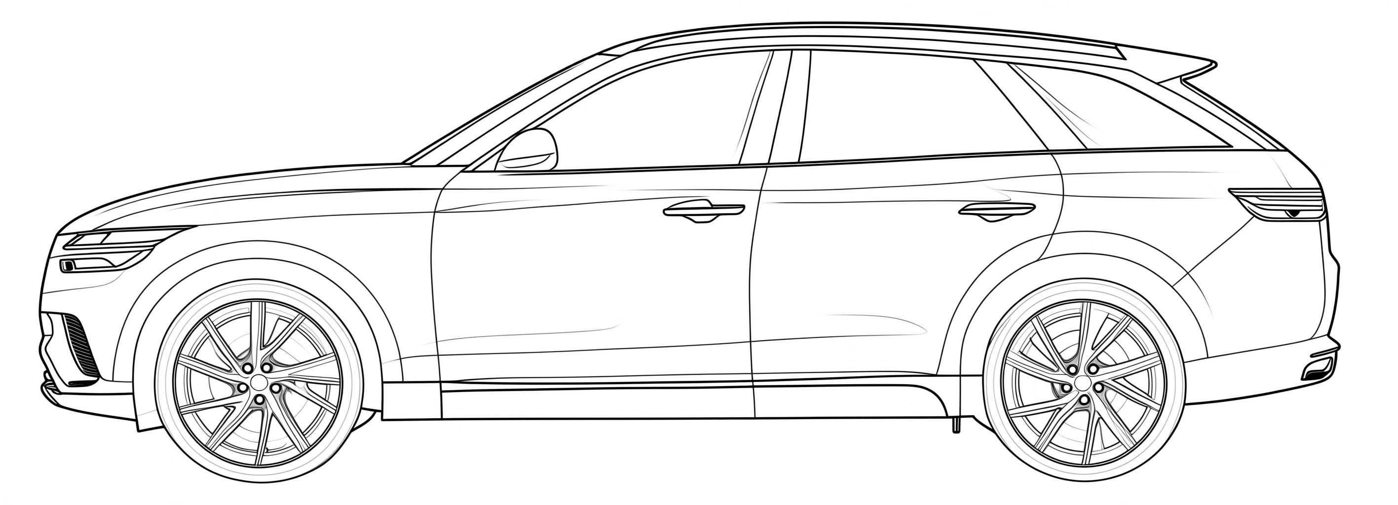 Coloring Page: Sleek SUV Outline: A Stylish Blend of Form and Function in Automotive Design