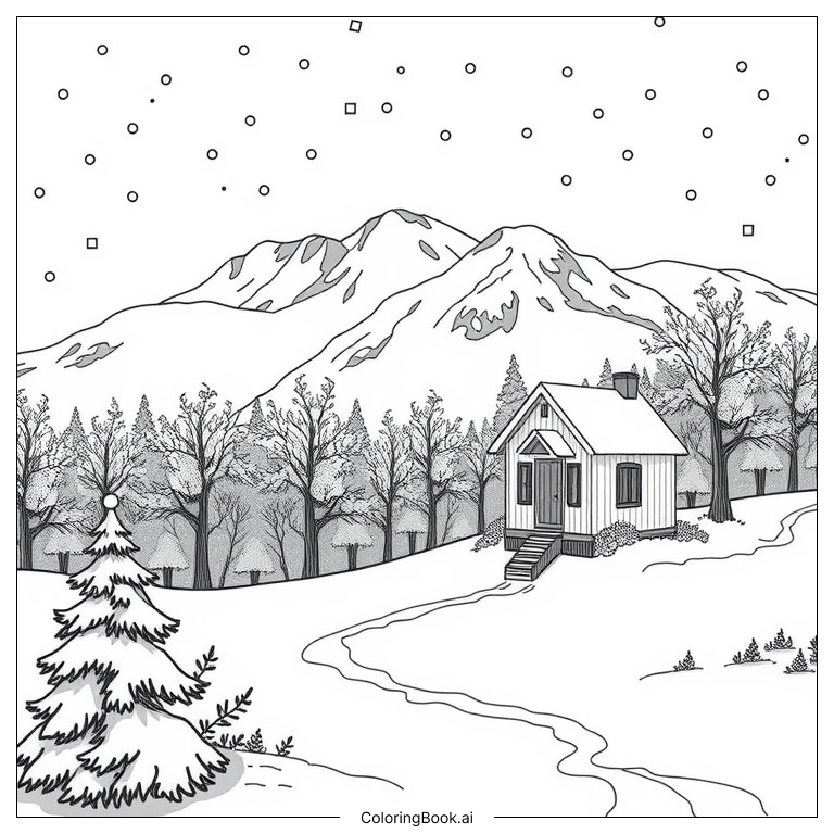  Malvorlage Winterlandschaft Illustration 