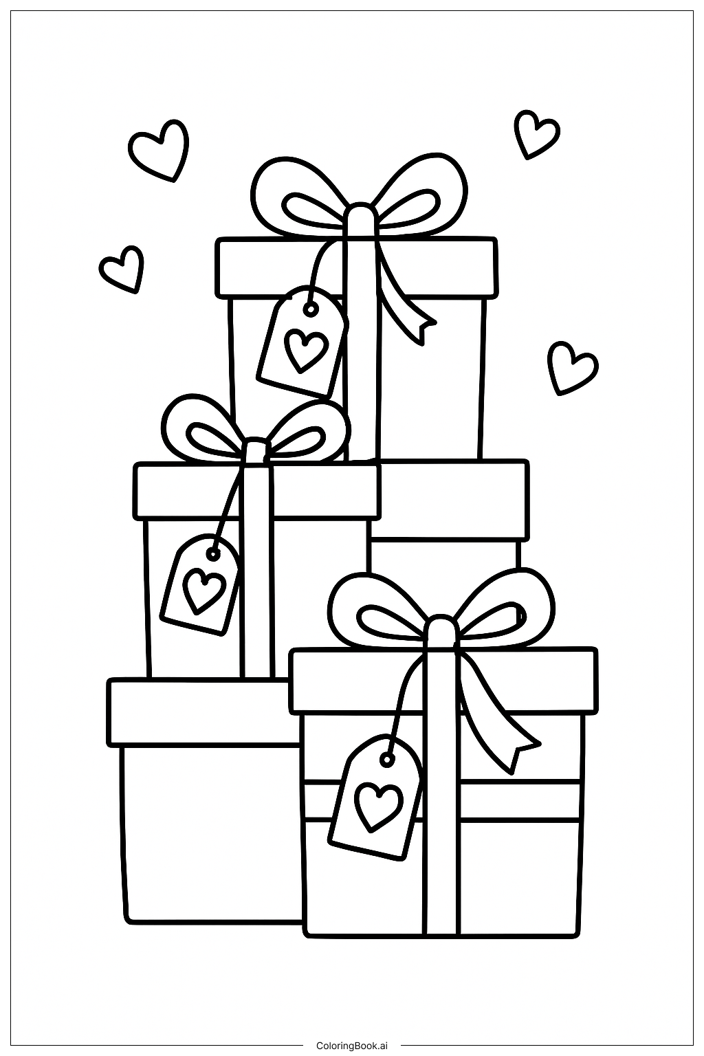 Página de Colorir Caixa de Correio de Dia dos Namorados Cheia de Corações  (PDF \u0026 PNG Imprimíveis Grátis), image size:1024x1536
